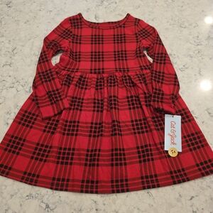 Cat & Jack Buffalo Plaid Long Sleeve Dress Size 4T NWT!